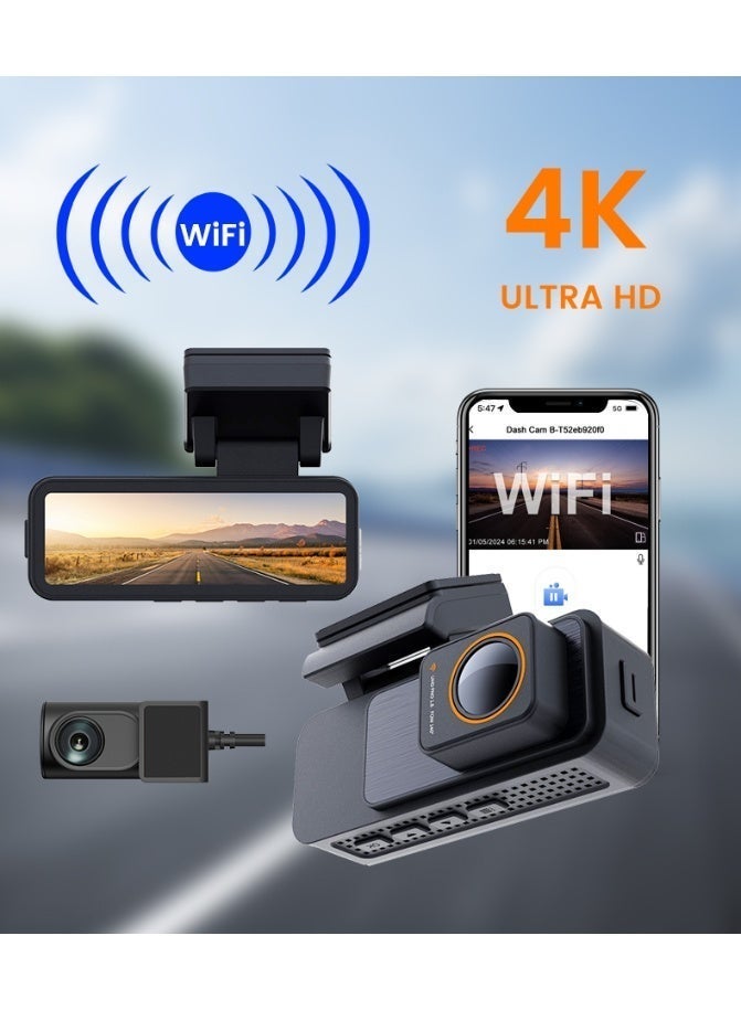 Dual Lens 4k Front+1080P Rear Mini Dash Cam with Wifi Gps Logger Fit Max 512g Card Night Vision Car Camera - Image 3
