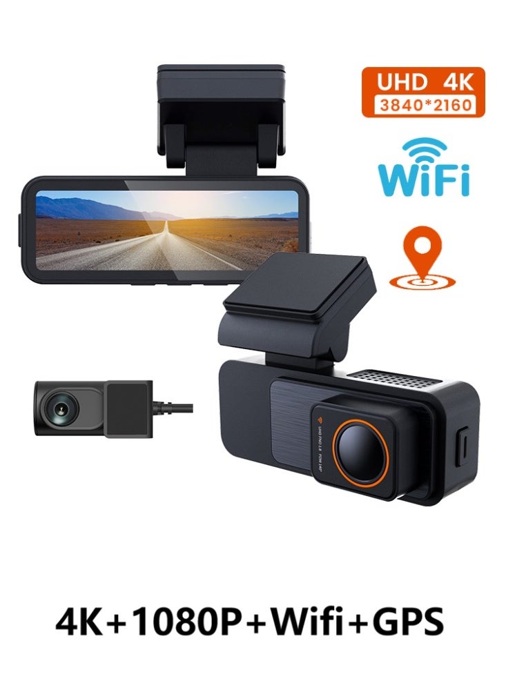 Dual Lens 4k Front+1080P Rear Mini Dash Cam with Wifi Gps Logger Fit Max 512g Card Night Vision Car Camera - Image 1