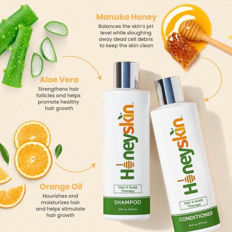Honeyskin Hair Growth Shampoo and Conditioner for Women â€“ Sulfate-Free, Hydrating & Volumizing Set with Manuka Honey & Aloe Vera â€“ Non-Toxic Hair Thickening Shampoo for Thinning Hair 16oz - Image 3