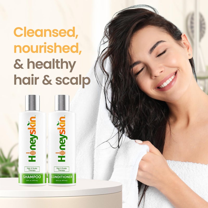 Honeyskin Hair Growth Shampoo and Conditioner for Women â€“ Sulfate-Free, Hydrating & Volumizing Set with Manuka Honey & Aloe Vera â€“ Non-Toxic Hair Thickening Shampoo for Thinning Hair 16oz - Image 5