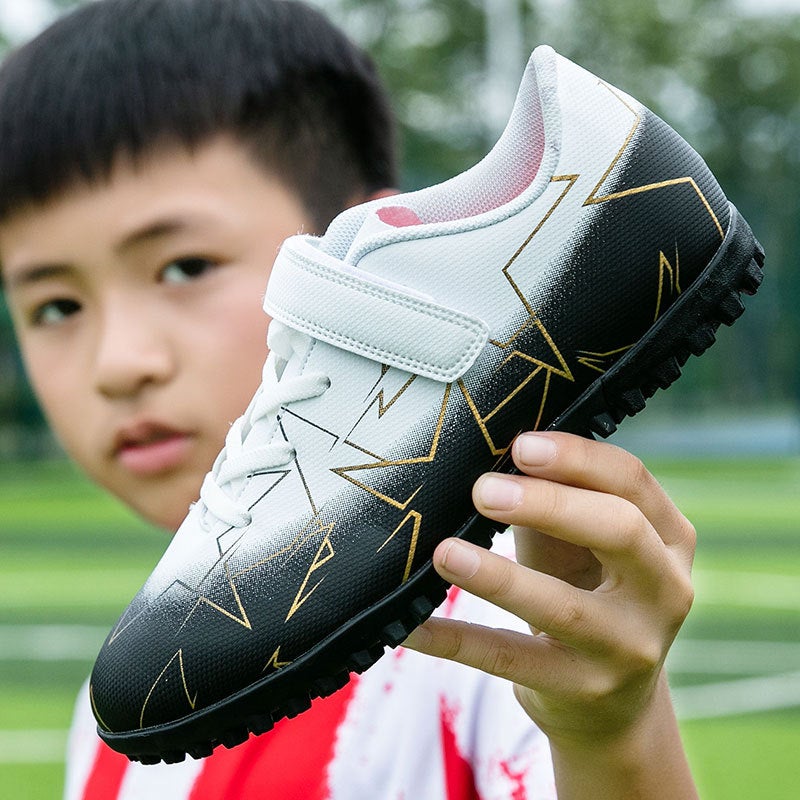 2023 Kids Soccer Cleats Boys Girls Youth AG Sports Shoes White and Black 