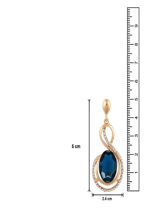 Mahi Rose Gold Plated Marvellous Ethnic Drop Montana Blue Earrings with Crystal ER1109442Z - Image 4