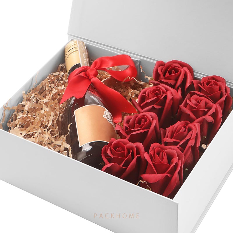 Packhome 6 Gift Boxes 9X6.5X3.8 Inches  Rectangle Collapsible Boxes With Magnetic Lids For Gift Packaging (Matte White  Grain Texture) - Image 2