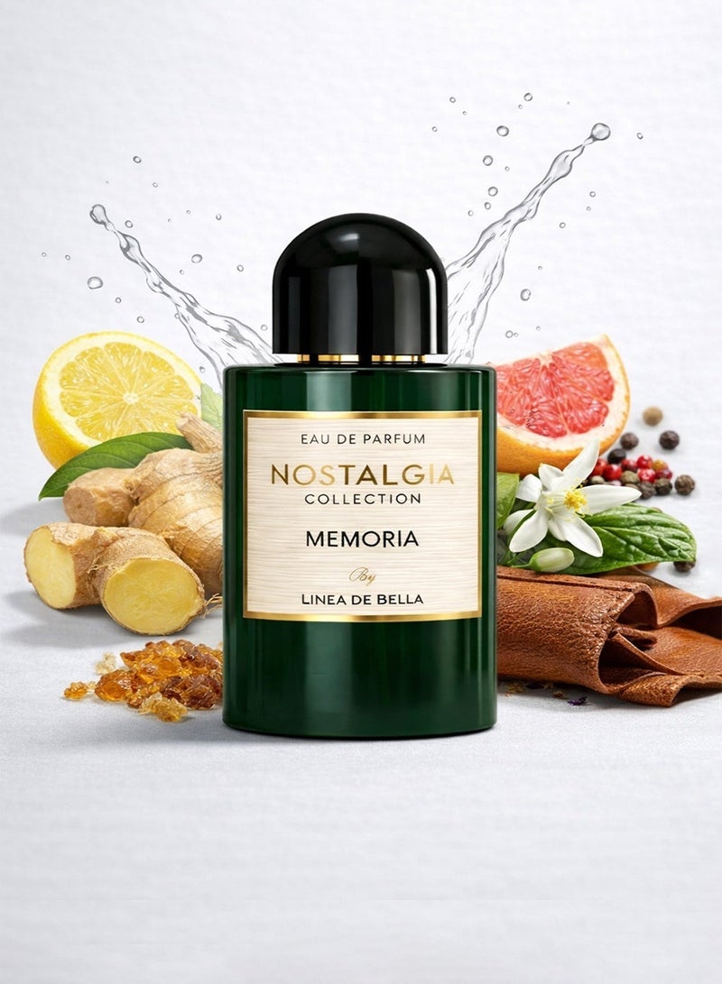 Linea De Bella Nostalgia Memoria Men’s Eau de Parfum 100ml | Long Lasting Citrus Woody Leather Perfume with Grapefruit, Pepper & Neroli | Linea De Bella - Image 1