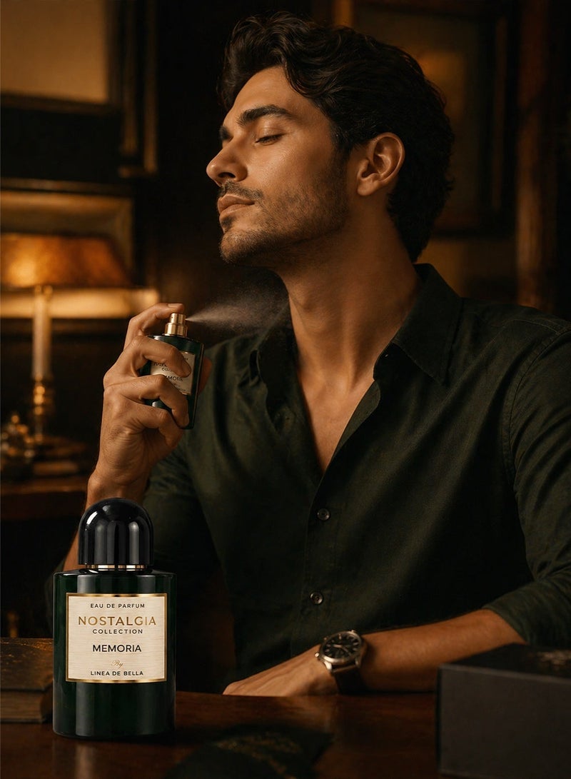 Linea De Bella Nostalgia Memoria Men’s Eau de Parfum 100ml | Long Lasting Citrus Woody Leather Perfume with Grapefruit, Pepper & Neroli | Linea De Bella - Image 3