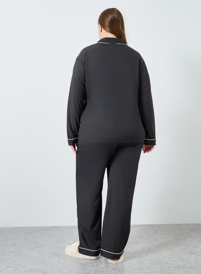 ستايلي طقم قميص وبجامة مطبوع بالزهور بمقاس كبير - Image 5