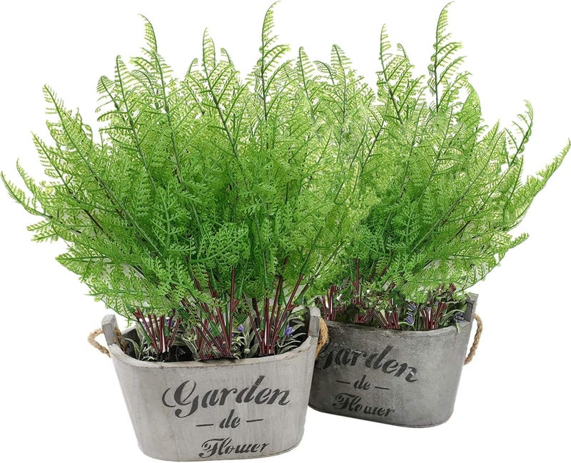 LOVENIMEN Artificial Plants, Plastic Grass Fern Shrubs Leaves Fake Bushes Outdoor Indoor Greenery Home Garden Décor Verandah Planting Filler Table Centerpieces Arrangements DIY Decoration 4 Pack - Image 3