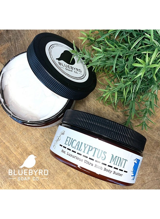 BLUEBYRD SOAP CO. Eucalyptus Mint Body Butter Relaxing Whipped Body Cream For Men And Women Nongreasy Moisturizing Dry Skin Lotion For Hands Body & Feet 8Oz. Jar(Eucalyptus)  - Image 2