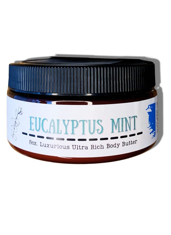 BLUEBYRD SOAP CO. Eucalyptus Mint Body Butter Relaxing Whipped Body Cream For Men And Women Nongreasy Moisturizing Dry Skin Lotion For Hands Body & Feet 8Oz. Jar(Eucalyptus)  - Image 1