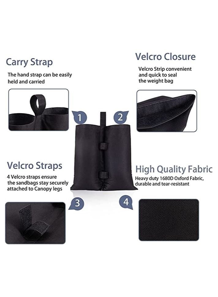 Canopy Weight Bags, 4 Pack Double-Stitched Sand Bags for Canopy Legs, Tent Weights for Legs, Heavy Duty Gazebo Weights Sandbags for Patio Umbrella Base, Outdoor Pop Up Tent, Sun Shelter, Pool Ladder - Image 4