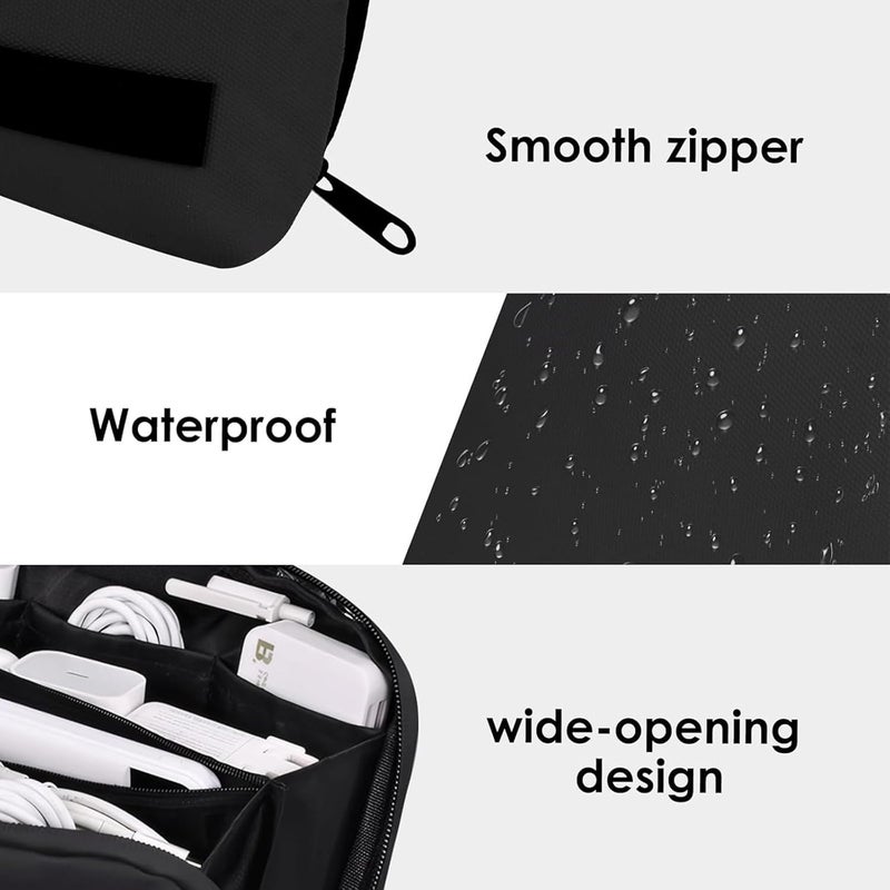 CartHome Cable Organisers, Tech Organizer Pouch, Waterproof Travel Storage Pouch for Laptop Accessories Charger Pouchs Cables Power Banks and Hard Drives Large Capacity Digital Bag for Men - Image 5