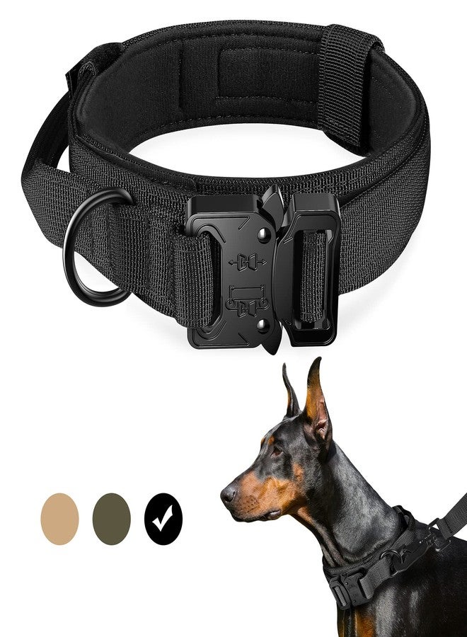 FYA Tactical Dog Collar - Adjustable Nylon Collar with Control Handle and Heavy Metal Buckle for Medium and Large Dogs - 15.6 x 9 x 6.3 Cm; 160 Gm,Black - Image 1