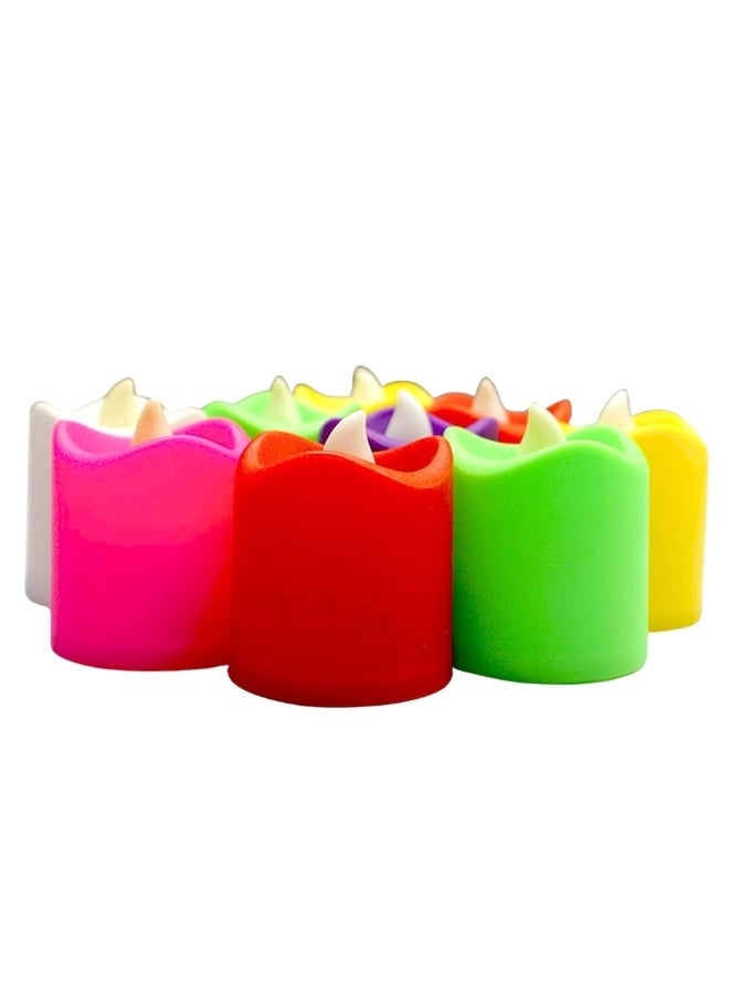 Battery Operated Smokeless And Flameless Flickering Round Led Candles 12pcs- Multi-Color - Image 2