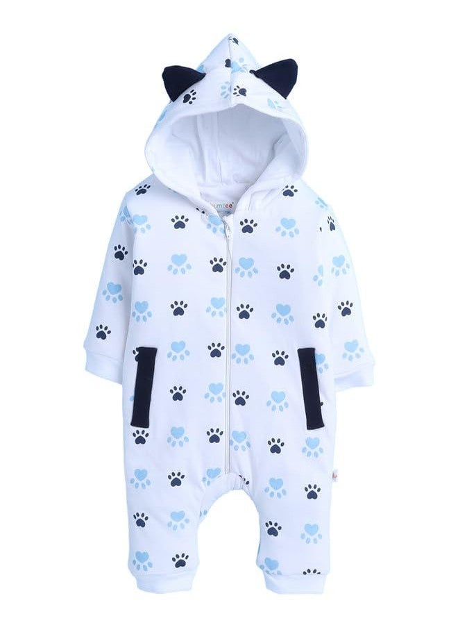 BUMZEE White Girls Full Sleeves Trendy Padded Hooded Sleepsuit Age - 6-9 Months (Peb9977D-wht) - Image 2
