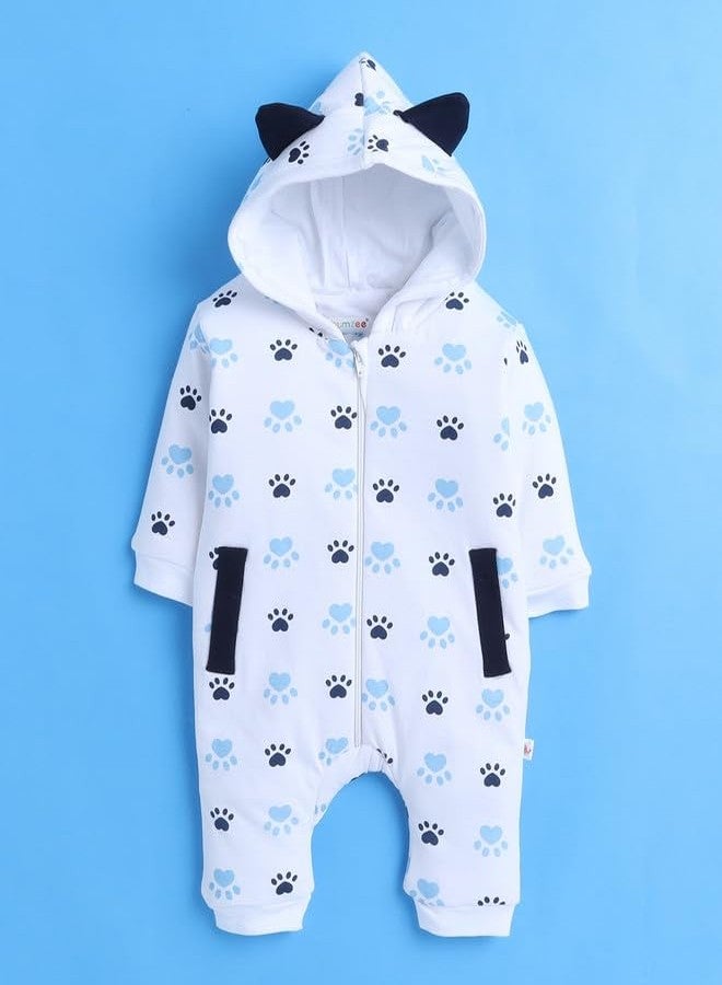 BUMZEE White Girls Full Sleeves Trendy Padded Hooded Sleepsuit Age - 6-9 Months (Peb9977D-wht) - Image 5