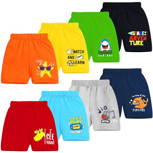 Kuchipoo Boys Regular Fit Cotton Shorts (KUC-SHT-139, Multicolor, 8-9 Years) - Pack of 8 - Image 1