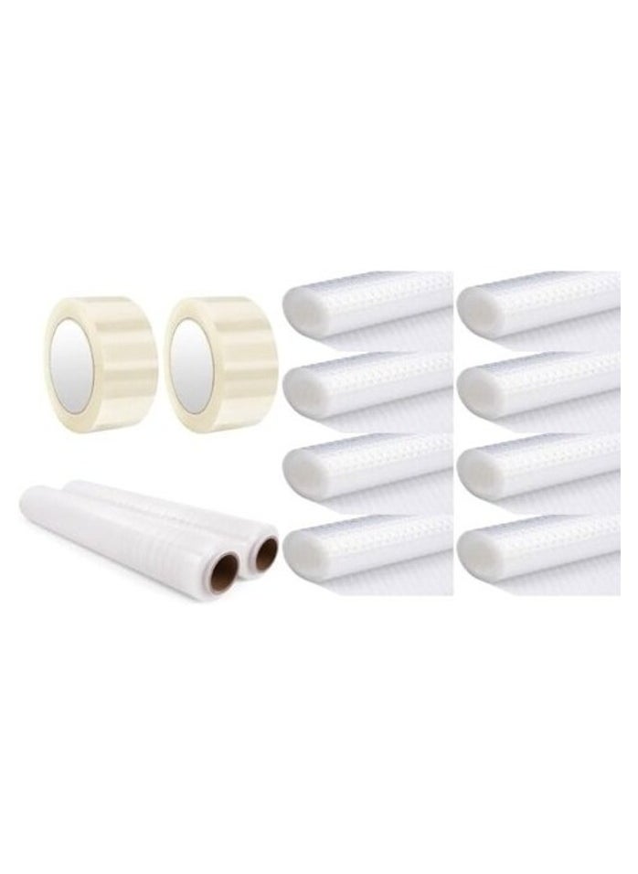 AtrauX Atraux Packaging Kit - Bubble Wrap, BOPP Clear Tape And Stretch Film For Bulk Shipping, Mailing & Moving (Pack Of 12)  - Image 1