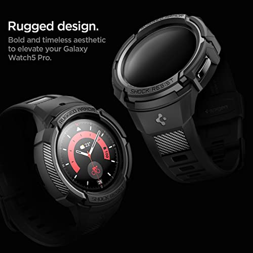 Spigen Rugged Armor Pro Designed for Samsung Galaxy Watch 5 Pro Band with Case Protector 45mm (2022) - Black - Image 5