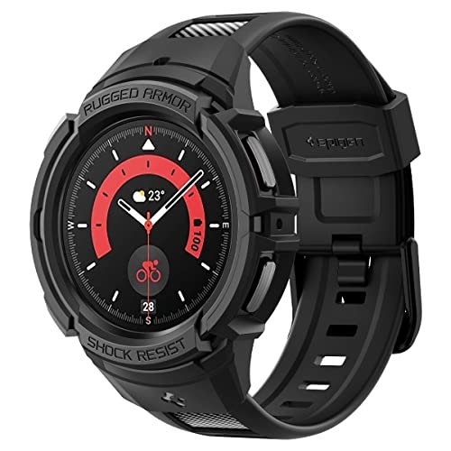 Spigen Rugged Armor Pro Designed for Samsung Galaxy Watch 5 Pro Band with Case Protector 45mm (2022) - Black - Image 1
