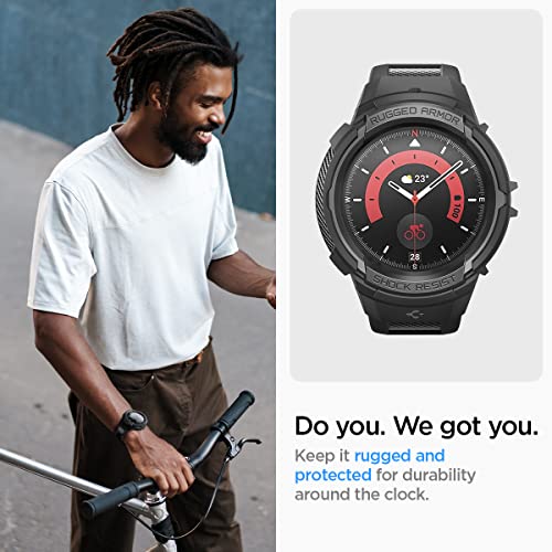 Spigen Rugged Armor Pro Designed for Samsung Galaxy Watch 5 Pro Band with Case Protector 45mm (2022) - Black - Image 4