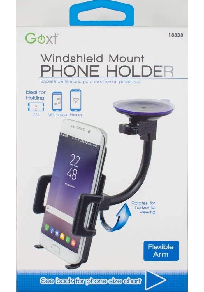 GOXT Windshield Phone Holder with Suction Cup - Black - Image 2