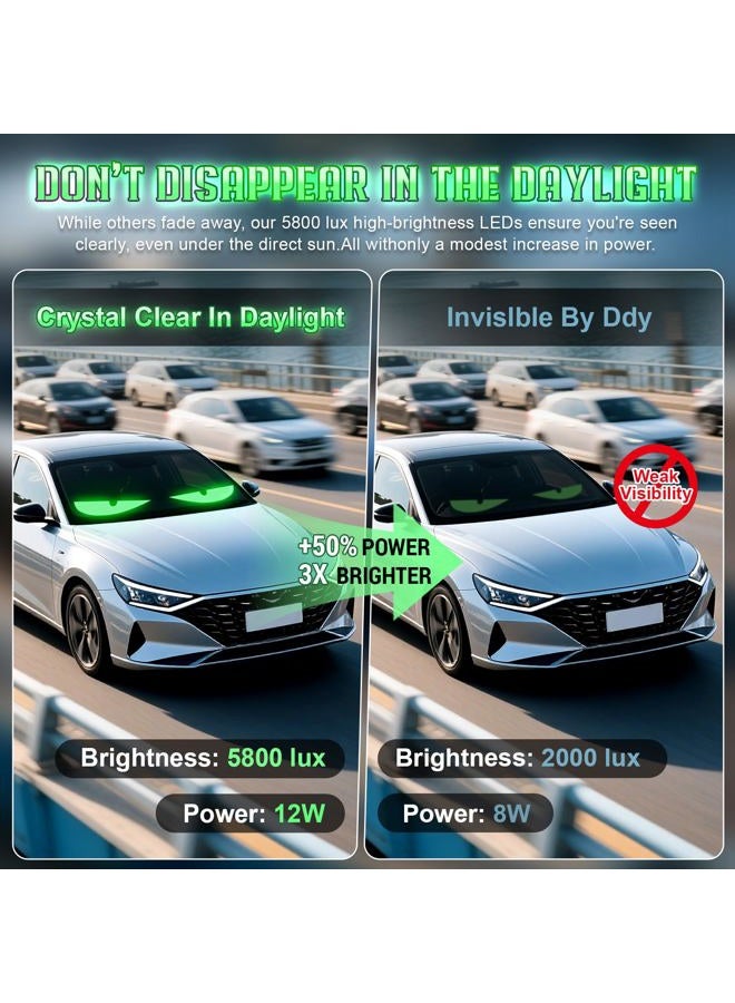 Sachie عين الشيطان 2-Pack: 14"x4.3" شاشة عرض LED قابلة للبرمجة للسيارات لزجاج السيارة للسيدان، SUVs والشاحنات المتوسطة - لوحة مصفوفة LED تعمل بالطاقة من USB، تحكم عن بُعد/تطبيق، لافتة سيارة مخصصة - Image 3