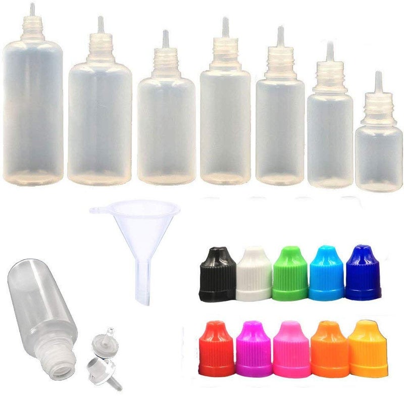 DIY Crafts DNo4 7x Multi Sizes 7x Bottles LDPE Plastic Liquid Water Squeezable Eye Dropper Empty Bottles For Head Bottle Mix Lot Multi Coluour DNo4 7x Multi Sizes - Image 1