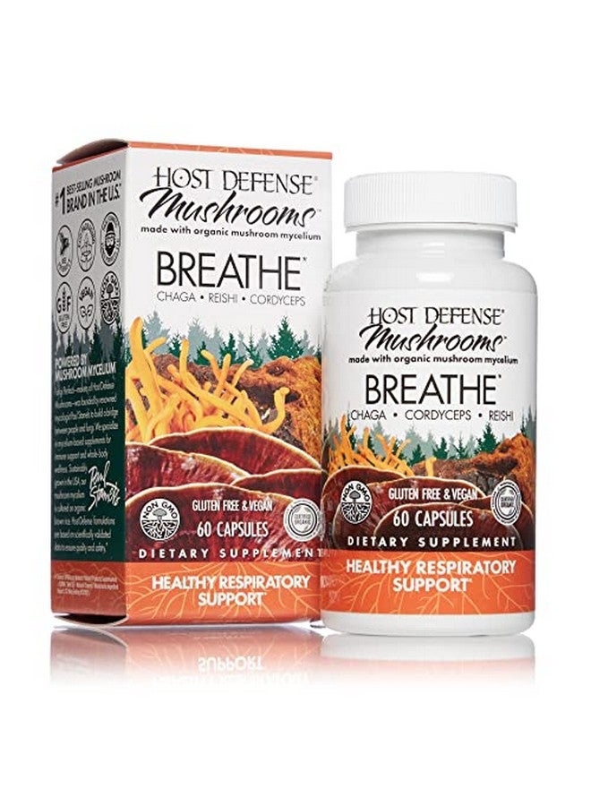 Host Defense Breathe Capsules Respiratory Support Mushroom Supplement With Cordyceps Reishi And Chaga Unflavored 60 - Image 1