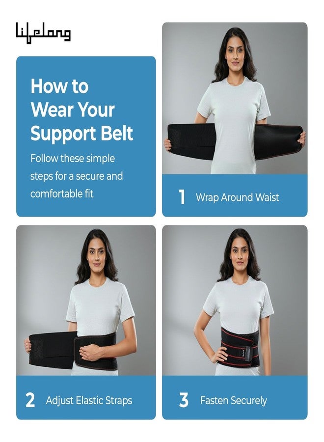 Lifelong Lumbar Sacral Belt with Hot & Cold Pack |Universal Fit for Men and Women| Back Support Brace for Pain Relief |Posture Correction & Lower Back Comfort| Adjustable Elastic Strap Waist Belt - Image 4