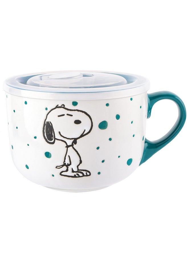 Peanuts Peanuts Freckled Joy 23oz. Stoneware Soup Bowls w/Clear Lid, 4-Pack, Assorted Colors  - Image 5