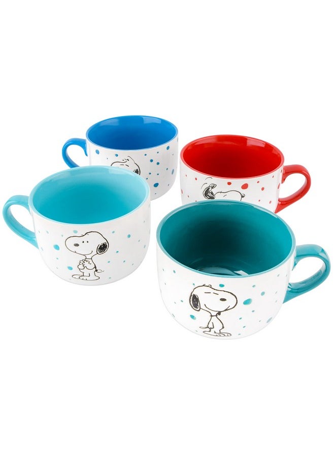 Peanuts Peanuts Freckled Joy 23oz. Stoneware Soup Bowls w/Clear Lid, 4-Pack, Assorted Colors  - Image 4