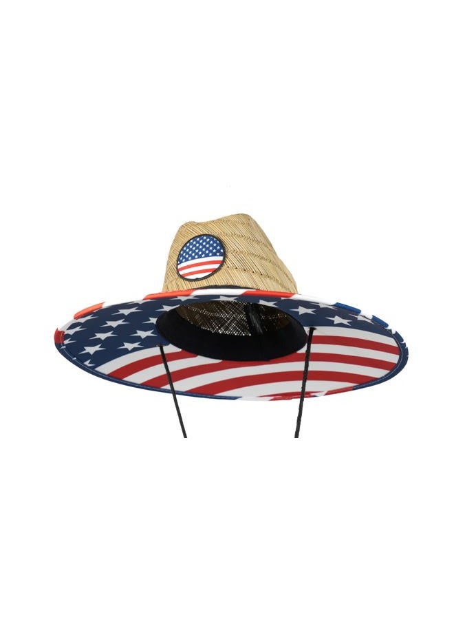 grinderPUNCH Straw Hat for Women and Men American Flag USA Patriotic Straw Hat for Women Men (Lifeguard, USA Flag), Usa Flag, One size - Image 4