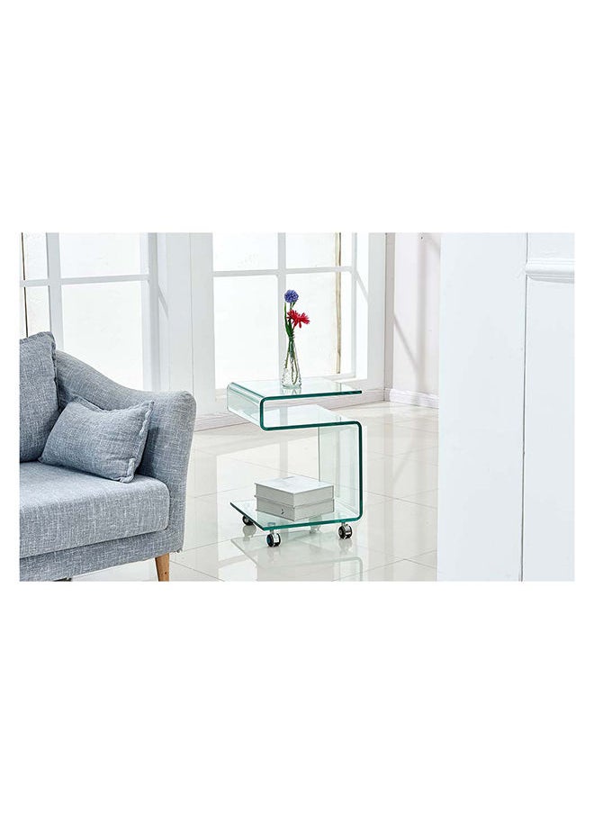 DANUBE HOME - Glare End Table Multifunctional Living Room Table Space Saving Side Table Modern Design Furniture For Home Bedroom L 37.5 x W 42 x H 55.5 cm Clear Glass - Image 1