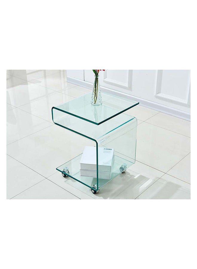 DANUBE HOME - Glare End Table Multifunctional Living Room Table Space Saving Side Table Modern Design Furniture For Home Bedroom L 37.5 x W 42 x H 55.5 cm Clear Glass - Image 1