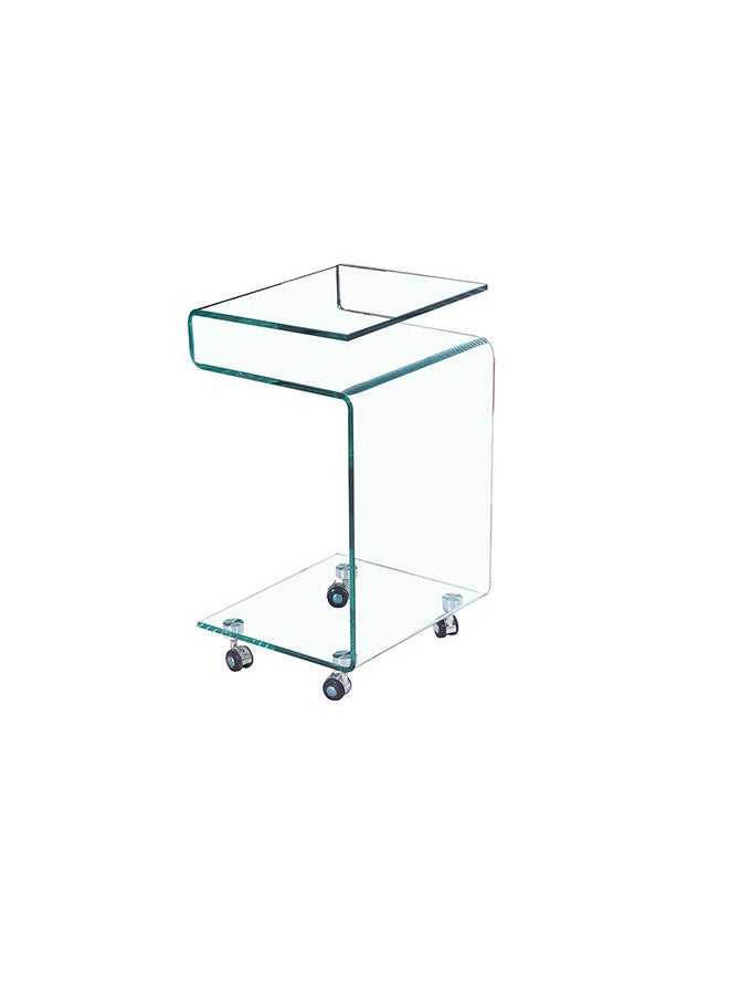 DANUBE HOME - Glare End Table Multifunctional Living Room Table Space Saving Side Table Modern Design Furniture For Home Bedroom L 37.5 x W 42 x H 55.5 cm Clear Glass - Image 1