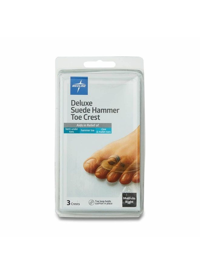 Medline Hammer Toe Crest, Deluxe Suede, Right, Size Medium, Pack of 3 - Image 1