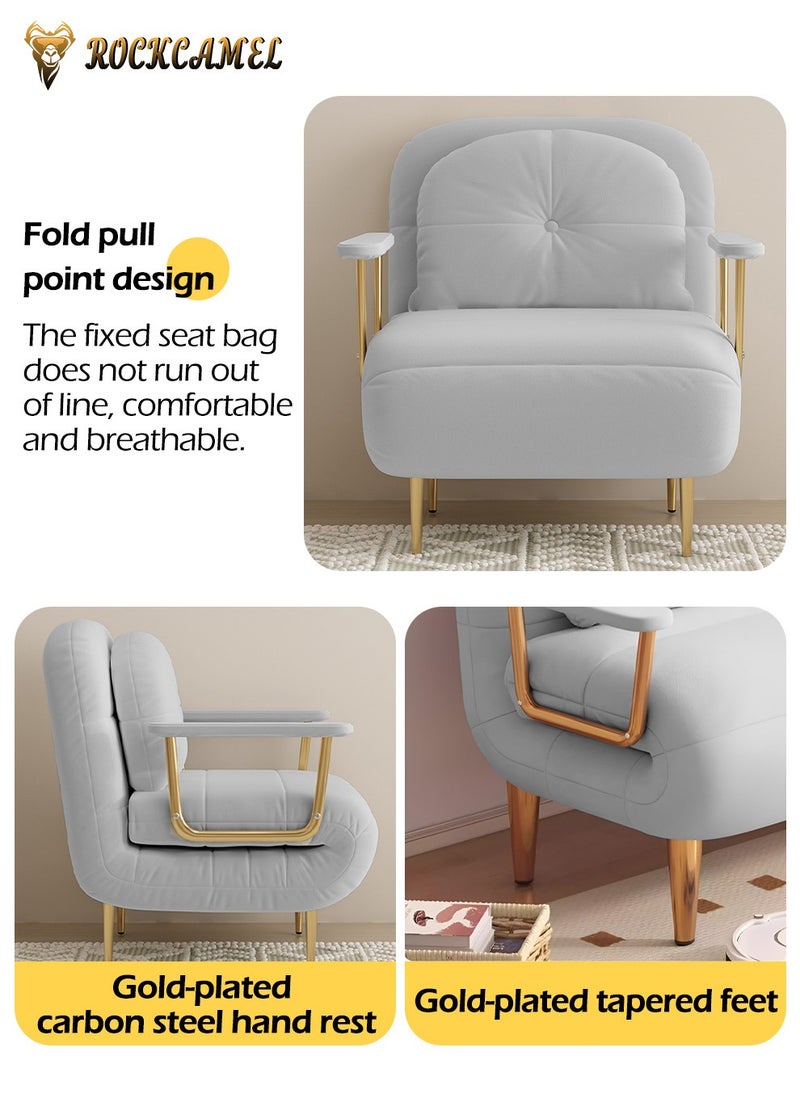 ROCKCAMEL - 3-In-1 Armchair Sofa With Angle Adjustment, Convertible Sofa Bed And Leisure Recliner, Skin-Friendly Flannel Fabric, Suitable For Home And Office, Free Cloud Pillow, Can Lie down, Sit Or Sleep, Multifunctional Backrest Sofa Seat 65cm - Image 1
