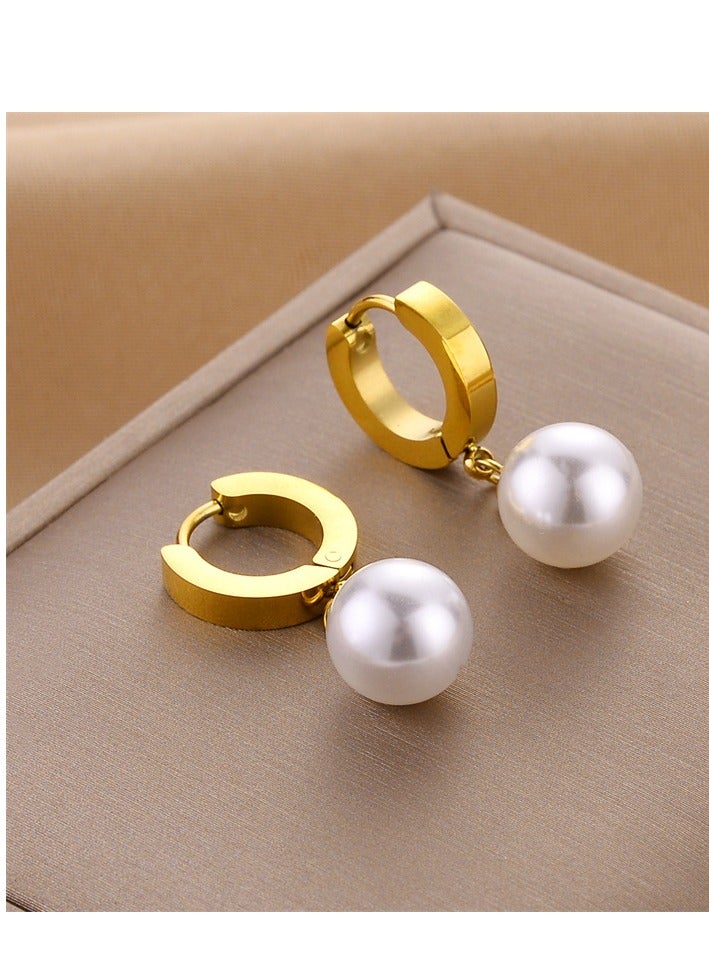 2 pairs of girls' elegant shell pearl earrings, fashionable and simple style, long pearl earrings, personalized earrings (gold and rose gold)  - Image 4