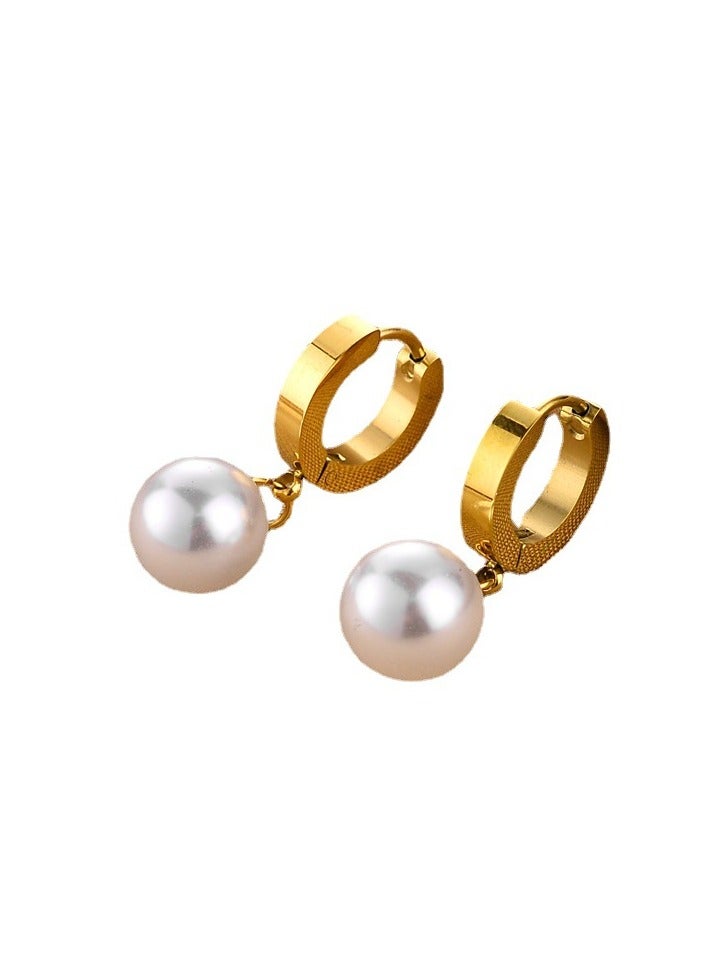 2 pairs of girls' elegant shell pearl earrings, fashionable and simple style, long pearl earrings, personalized earrings (gold and rose gold)  - Image 2