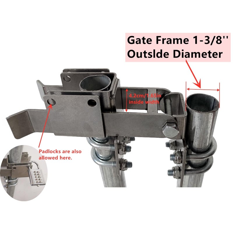 Bijun Chain Link Residential Strong Arm Double Gate Latch,Latches 2 Gates Together Without The Need Of A Drop Rod,Chainlink Gate Latch For1-3/8"" Gate Frames - Image 4