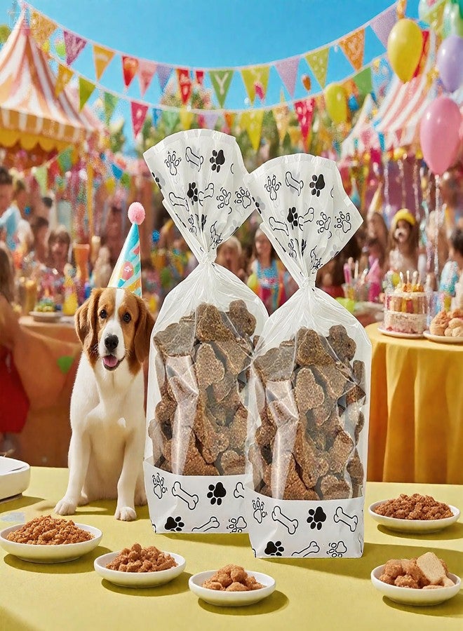 EKAPACKAGING 25 Pack 4.3x8.3 Inch Clear Paw Print Dog Treat Bags with Twist Ties Flat Bottom Cellophane Goodie Bags for Pet Party Favors Birthday Gifts Retail Packaging Homemade Treats - Image 4