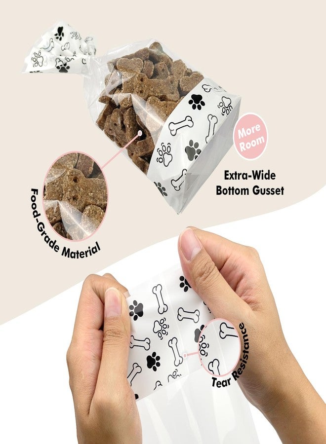 EKAPACKAGING 25 Pack 4.3x8.3 Inch Clear Paw Print Dog Treat Bags with Twist Ties Flat Bottom Cellophane Goodie Bags for Pet Party Favors Birthday Gifts Retail Packaging Homemade Treats - Image 3