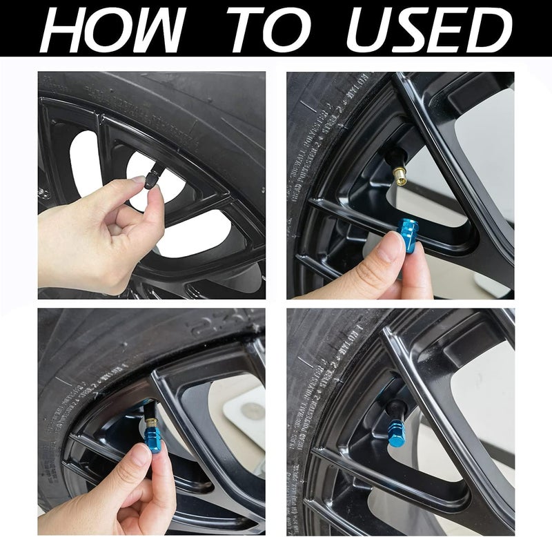 JUSTTOP Car Tire Valve Stem Caps, 12pcs Air Caps Cover, Universal for Cars, SUVs, Bike, Trucks and Motorcycles-Pale Blue - Image 4