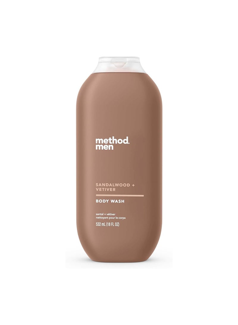 Method Men Body Wash Sandalwood + Vetiver 18 fl oz, 532ml, Paraben and Phthalate Free - Image 1