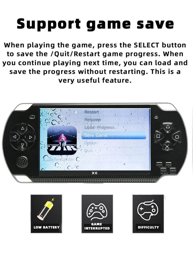 Excefore - 4.3 inch 8GB Handheld Game Console - Built-in 1500 Games - Supports Multiple Simulators - X6 Retro Video Game Console - MP3/MP4/Ebook - TV OUT - Portable Game Player - Image 1