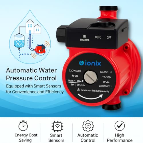 IONIX Automatic Water Pressure Pump Suitable for Hot Water Circulation, Washing Machine, RO Shower, (Blue/Red Color) - Image 3