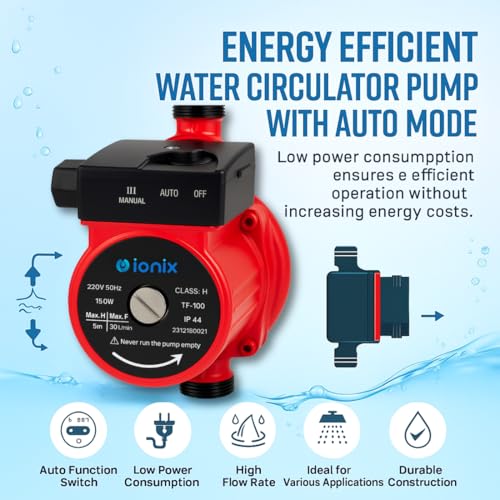 IONIX Automatic Water Pressure Pump Suitable for Hot Water Circulation, Washing Machine, RO Shower, (Blue/Red Color) - Image 5