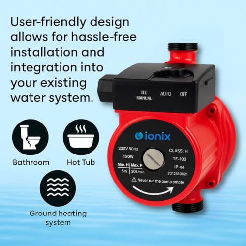 IONIX Automatic Water Pressure Pump Suitable for Hot Water Circulation, Washing Machine, RO Shower, (Blue/Red Color) - Image 2