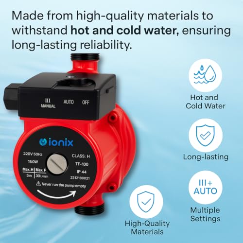 IONIX Automatic Water Pressure Pump Suitable for Hot Water Circulation, Washing Machine, RO Shower, (Blue/Red Color) - Image 4
