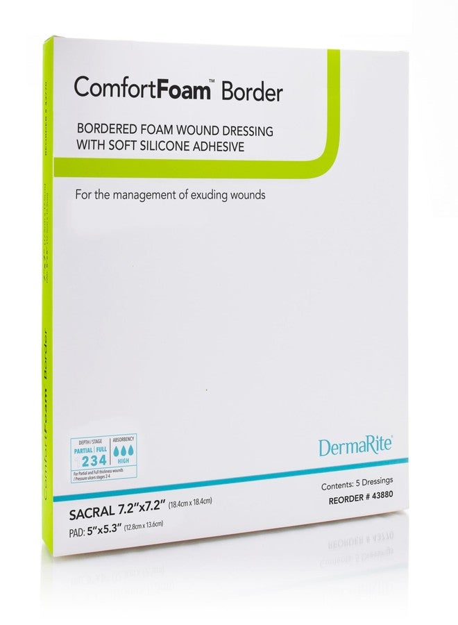 DermaRite ComfortFoam Border, Foam Wound Dressing - Flexible and Soft Silicone, Self Adhesive, No Natural Rubber Latex - 7-1/5 in. x 7-1/5 in., 1 Count, 5 Packs, 5 Total - Image 1